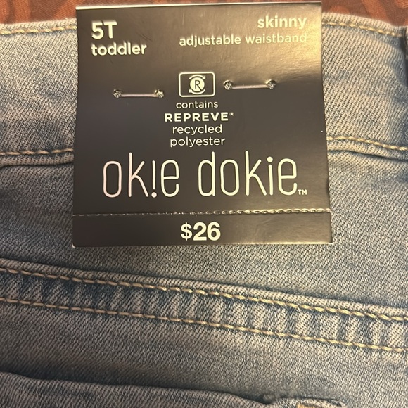 Okie Dokie Light Toddler Girls Adjustable Waistband Leg Skinny Fit Jean Size 5T - Picture 6 of 14